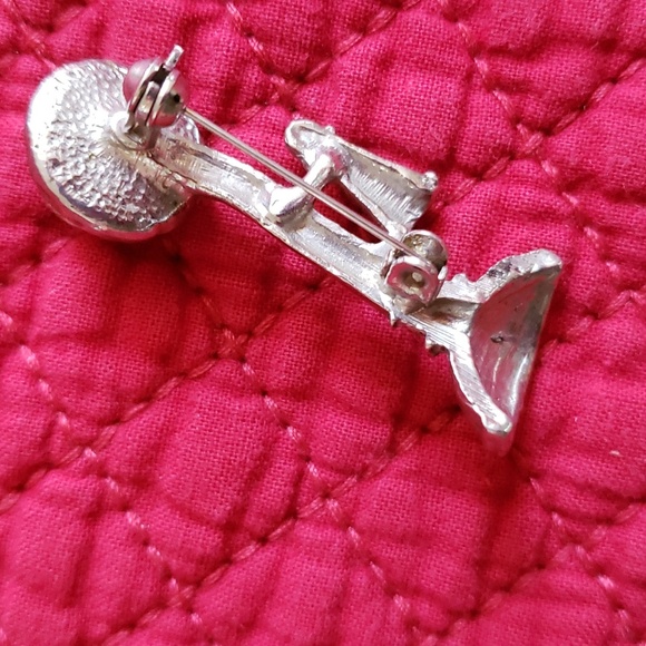 VINTAGE CANDLESTICK TELEPHONE SCATTER BROOCH w/ Diamante Rhinestones EUC - Picture 5 of 11